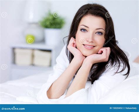 Beautiful Woman with Attractive Smile at Home Stock Photo - Image of ...