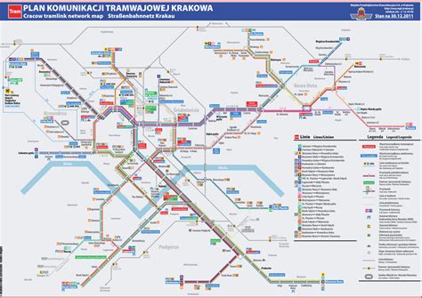 Krakow tramway network: 12 ordinary (lines numbers 1–24) and two ...