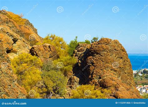 Hill Top with Rocky Surface on Hiking Trail Near Kemer, Turkey Stock Photo - Image of rock ...