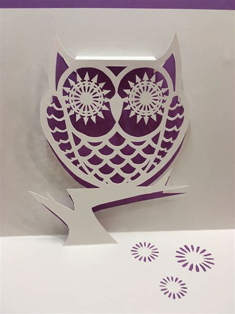 Owl pop-up card (template from Cahier de Kirigami 18) | Pop up card ...