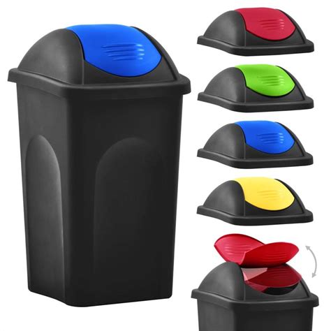 Trash Bin with Swing Lid 60L Black and Blue