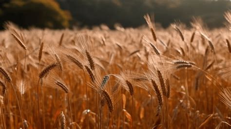 Autumn Wheat Field Golden Brown With Leaves Of In The Middle ...