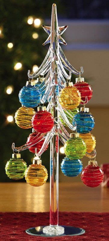 Festive Glass Chrismas Tree With Ornaments Tabletop Decoration!!! Bebe ...