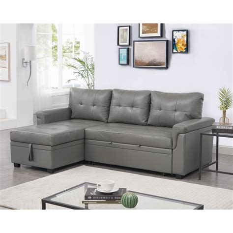 Naomi Home Laura Reversible Sleeper Sectional Sofa Storage Chaise ...