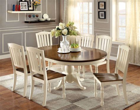 CM3216OT 7 Pieces Cottage Style Two Tone Wood Dining Set - Luchy Amor ...