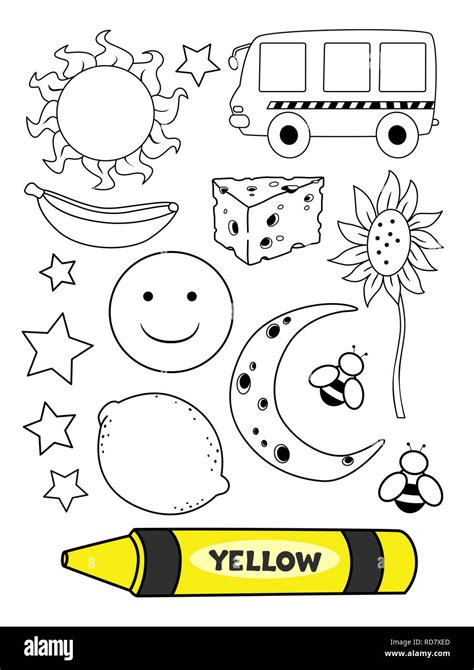 Illustration of a Yellow Crayon with Yellow Colored Elements in a ...