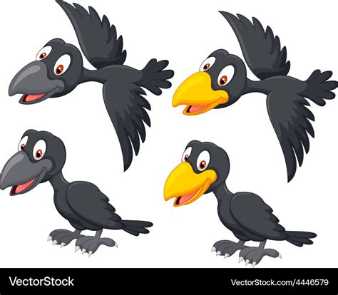 Cute cartoon raven Royalty Free Vector Image - VectorStock