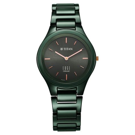 Buy Online Titan Edge Ceramic Slim Ceramic Strap Glossy Green Dial Analog Watch for Women ...