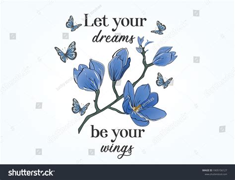 Blue Magnolia Hand Drawn Butterfly Pink Stock Vector (Royalty Free) 1905156127 | Shutterstock