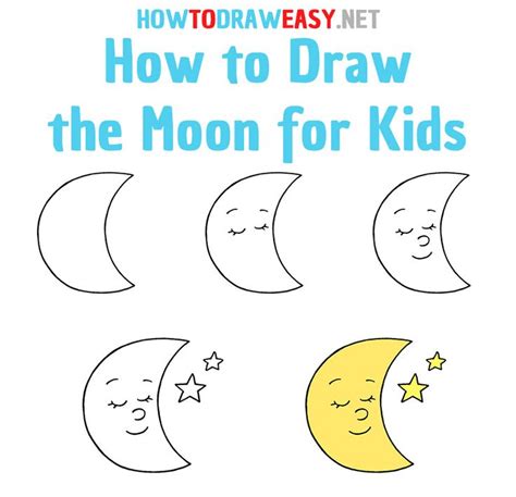 How to Draw the Moon Step by Step | Drawing lessons for kids, Toddler ...