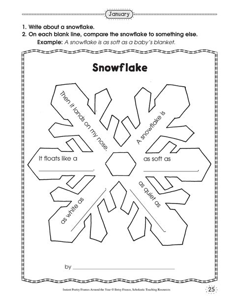 simile snowflake poetry | 3rd grade writing, Classroom writing, Winter ...