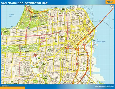 San Francisco downtown wall map | Wall maps of countries of the World