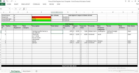 Risk Breakdown Structure Template Excel