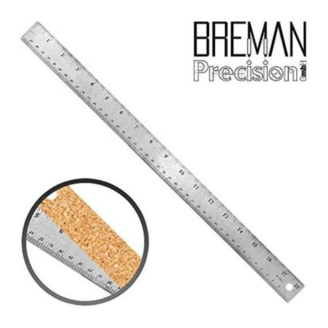 Breman Precision Stainless Steel 18 Inch Metal Ruler 2 Pack - Straight Edge Ruler with Inch and ...