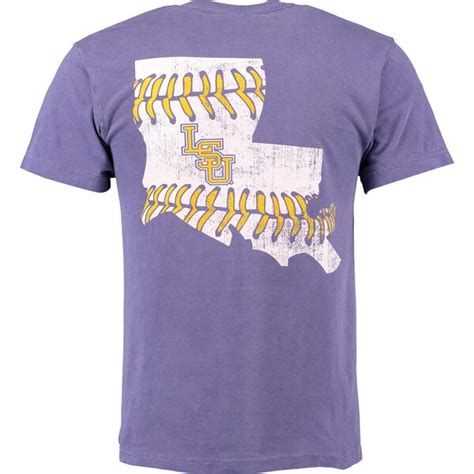 Men's Purple LSU Tigers Baseball Laces State Comfort Colors T-Shirt ...