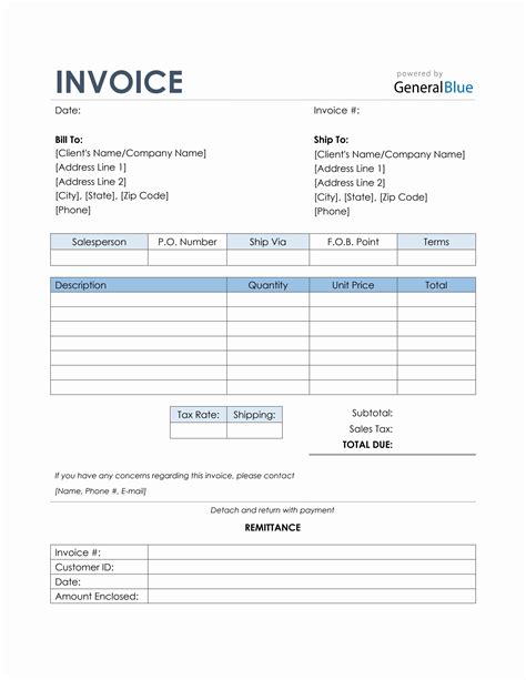 Sales Invoice with Remittance Slip in Word (Colorful)