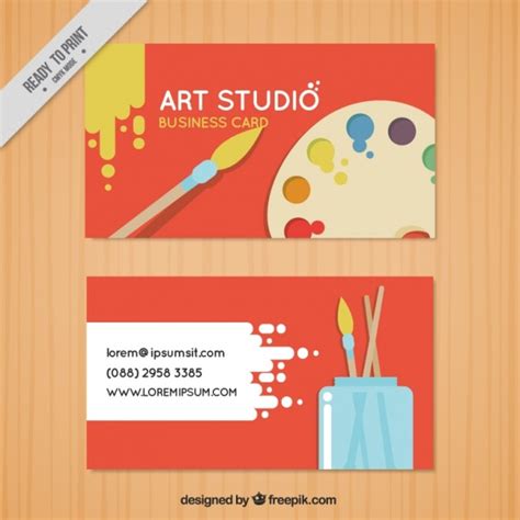 Red business card, art studio Vector | Free Download