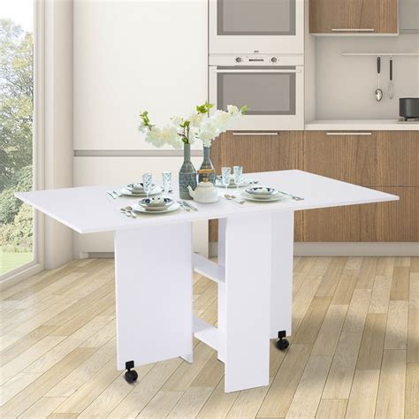 Foldable Kitchen Table, Rolling Wood Folding Dining Table on Wheels for Small Spaces, Space ...