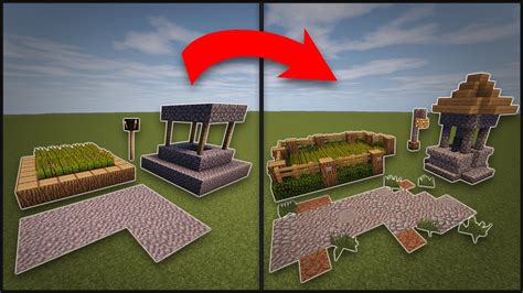 Minecraft: How To Remodel A Village - Well, Farms, Lamp Post, & Roads - YouTube