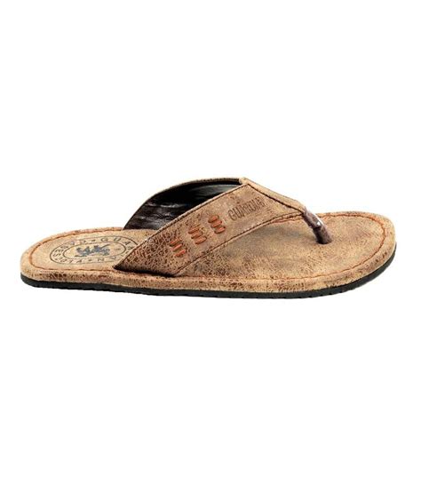 Guardian Brown Leather Flip Flops For Men Price in India- Buy Guardian ...