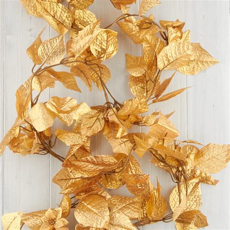 Gold Artificial Poinsettia Garland - Christmas Garlands - Christmas and ...