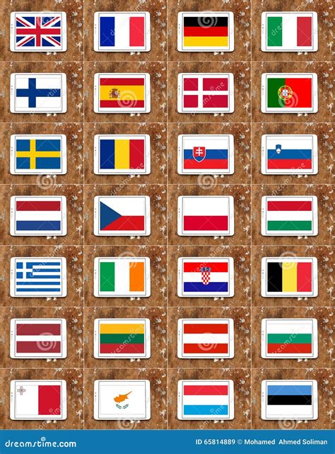 Members Of G7 Flags On Flag Stand, Set Of Vector Flag | CartoonDealer ...