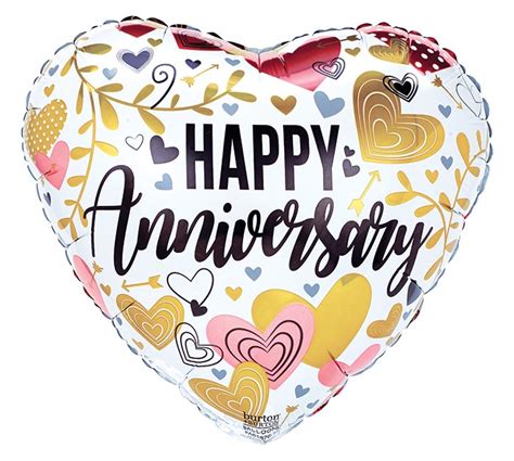 Happy Anniversary hearts & leaves foil balloon - Pixie Party Boutique