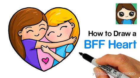 How to Draw Best Friends Forever Heart Easy - YouTube | Cool drawings ...