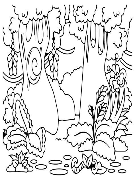 Forest Bushes and Trees Coloring Page - Free Printable Coloring Pages for Kids