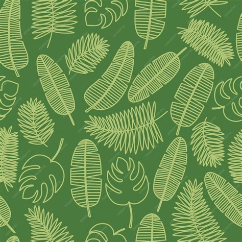 Premium Vector | Tropical leaves green seamless pattern hand drawn ...