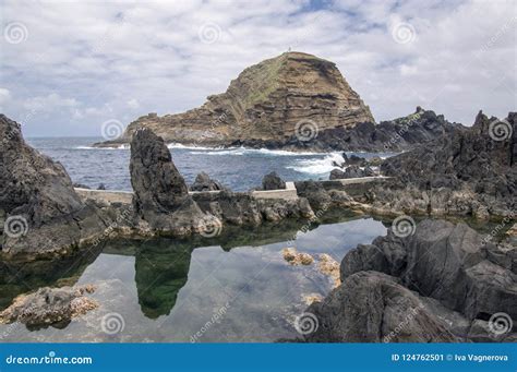 Lava Pools Complex and City Porto Moniz on the End of Madeira Winter ...