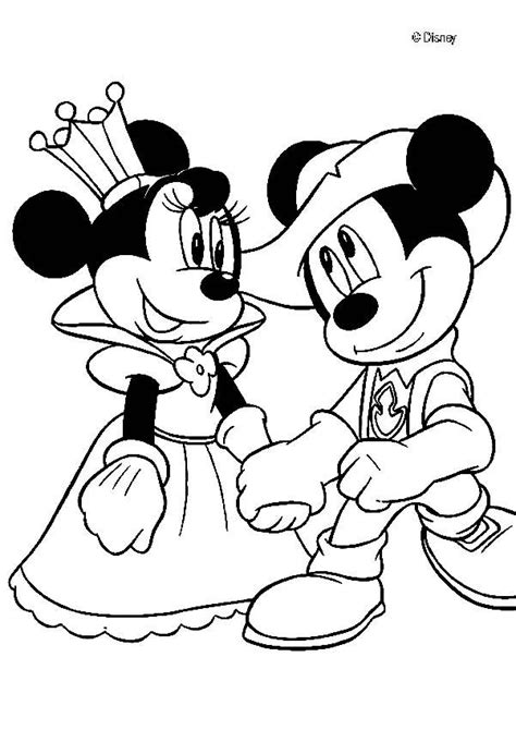 Queen minnie and knight mickey mouse coloring pages - Hellokids.com