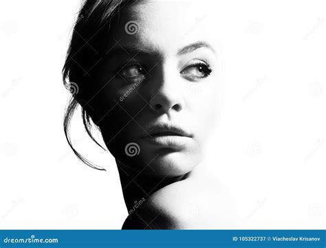 High Contrast Black and White Portrait of a Beautiful Girl. Stock Image - Image of beautiful ...