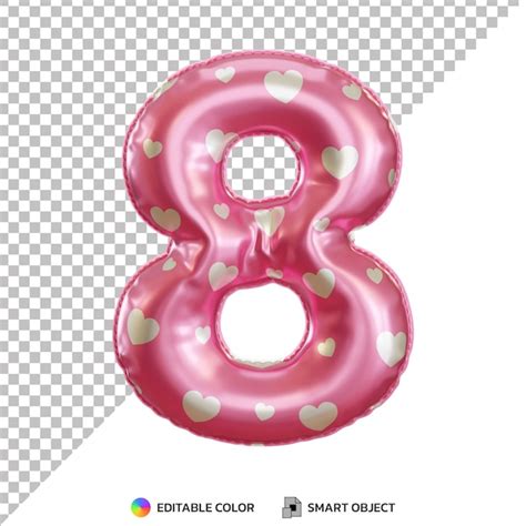 Premium PSD | Pink foil balloon of 8 number 3d isolated