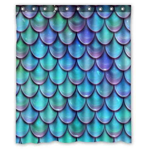 GCKG Fish Scales Purple Blue Waterproof Polyester Shower Curtain ...