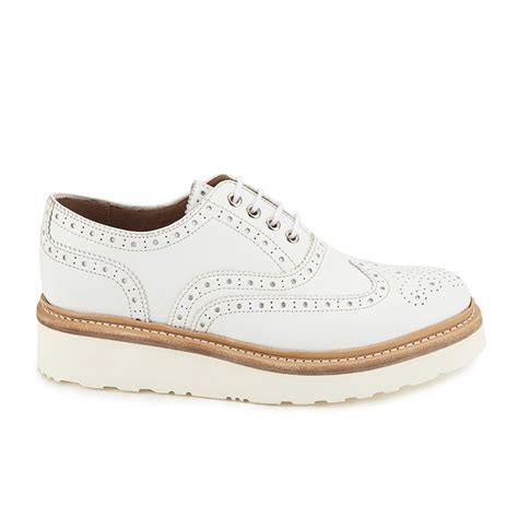 Grenson Women's Emily Leather Brogues - White Calf | FREE UK Delivery | Allsole