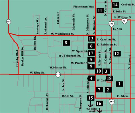 Printable Map of Carson City--Three Historic Nevada Cities: Carson City, Reno and Virginia City ...