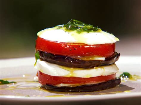 Mozzarella, Tomato, Eggplant Salad with Olive oil and Basil - Gino's ...