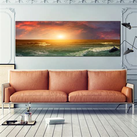 Panoramic Wall Art of Seascape Scene Indian Ocean Sunset Large Artwork – Dwallart