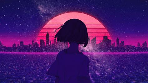 2560x1440 Resolution Girl and Synth Retro Wave 1440P Resolution Wallpaper - Wallpapers Den