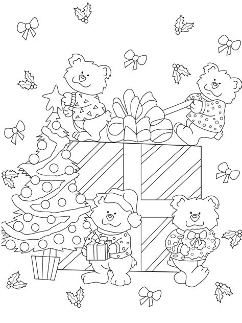 Cute Christmas Bears coloring page - Download, Print or Color Online for Free