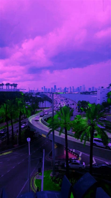 Miami is beautiful in purple. | Miami wallpaper, City aesthetic, Beach trip