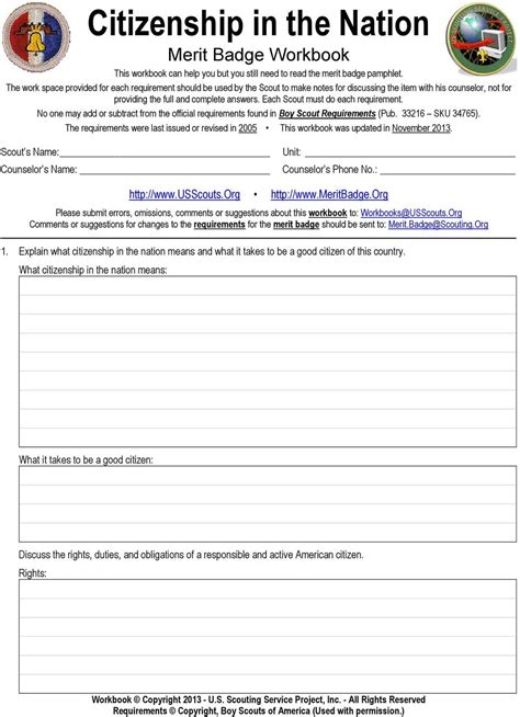 Citizenship Of The Nation Worksheet