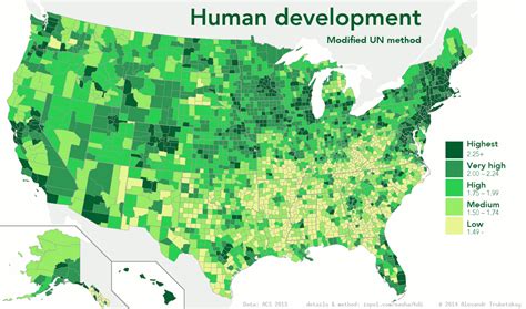 American Counties by HDI [1148X676] : r/MapPorn