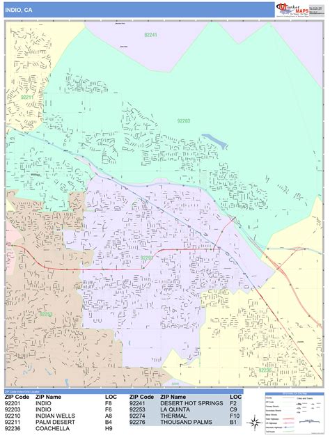 Indio California Wall Map (Color Cast Style) by MarketMAPS - MapSales.com