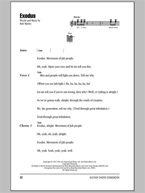 Exodus by Bob Marley - Guitar Chords/Lyrics - Guitar Instructor