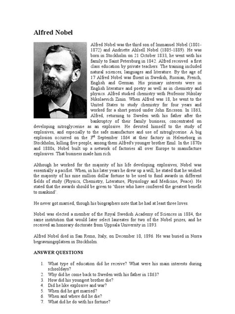 Alfred Nobel | Nobel Family | Free 30-day Trial | Scribd