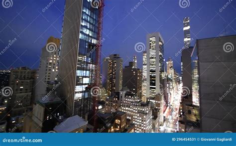 Night Aerial View of Midtown Manhattan Skyscrapers, New York City ...