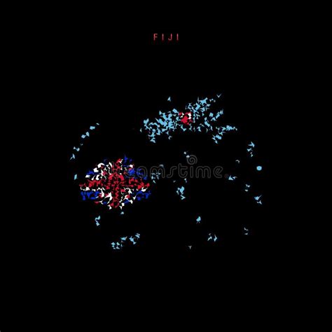 Fiji Flag Map, Chaotic Particles Pattern in the Fijian Flag Colors ...