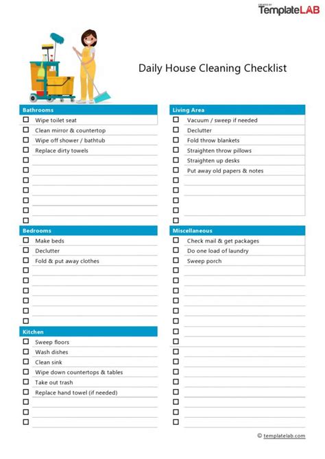 Editable 40 Printable House Cleaning Checklist Templates ᐅ Templatelab Deep Cleaning Checklist ...